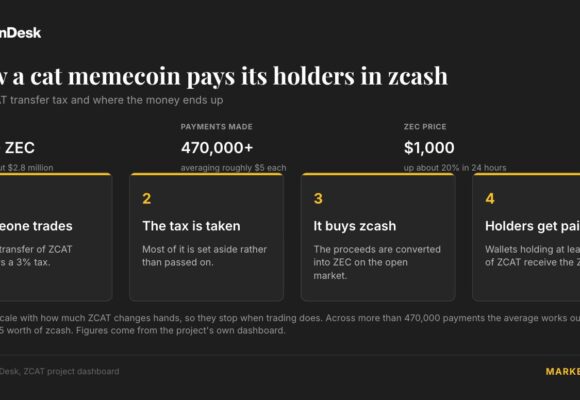 This cat memecoin has paid holders $2.8 million in Zcash as ZEC tops $1,200
