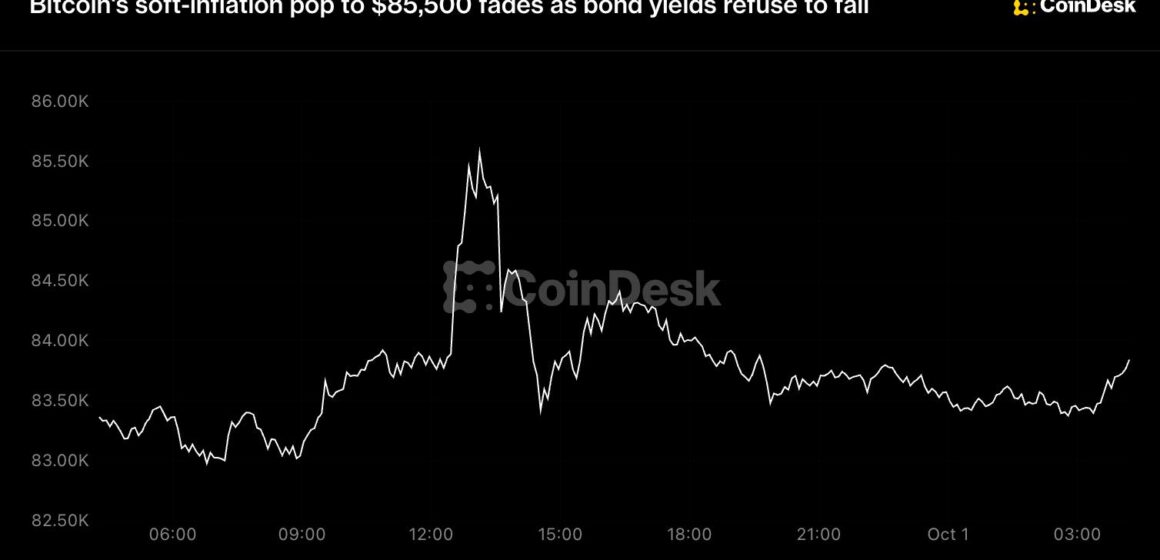 Bitcoin’s soft-inflation pop to $85,500 fades as bond yields refuse to fall